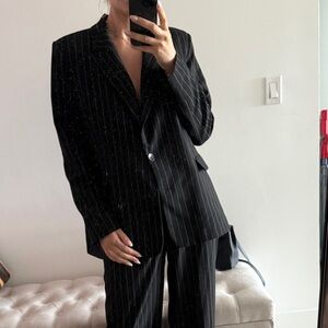 Classic Black Pinstripe Men's Suit